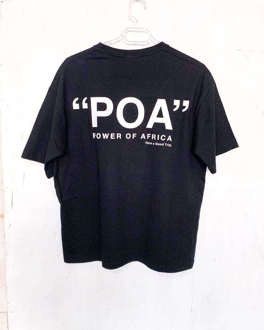 "POA" Power of Africa Black T-shirt with White Ink