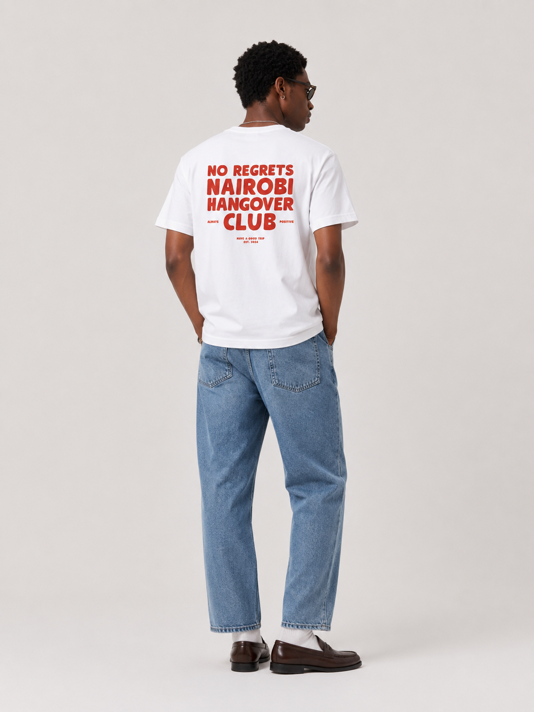 Nairobi Hangover Club White T-Shirt with Red Ink