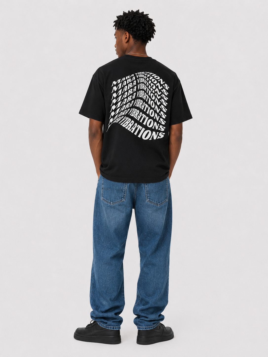 Mara Vibrations Black T-Shirt with White Ink