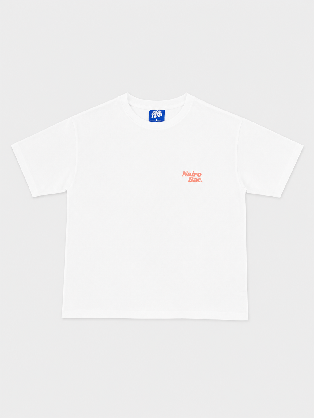Nairobae White T-Shirt with Peach Ink