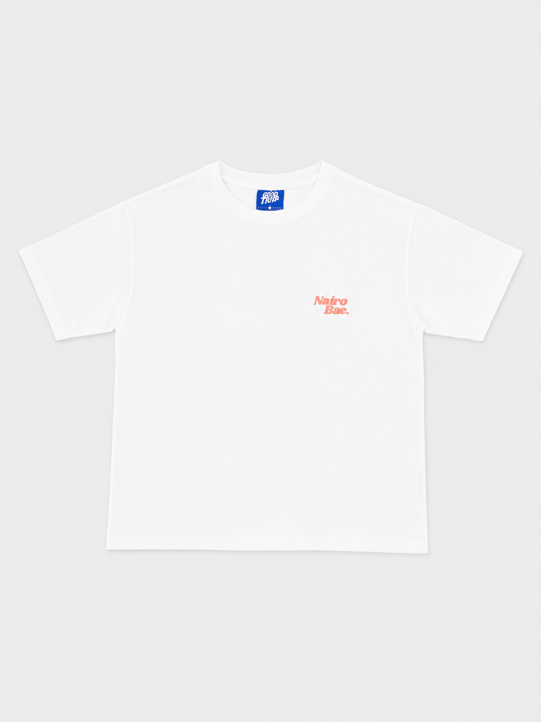 Nairobae White T-Shirt with Peach Ink