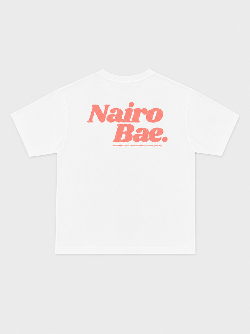 Nairobae White T-Shirt with Peach Ink