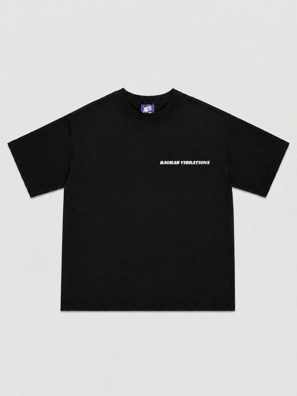Baobab Vibrations Black T-Shirt with White Ink