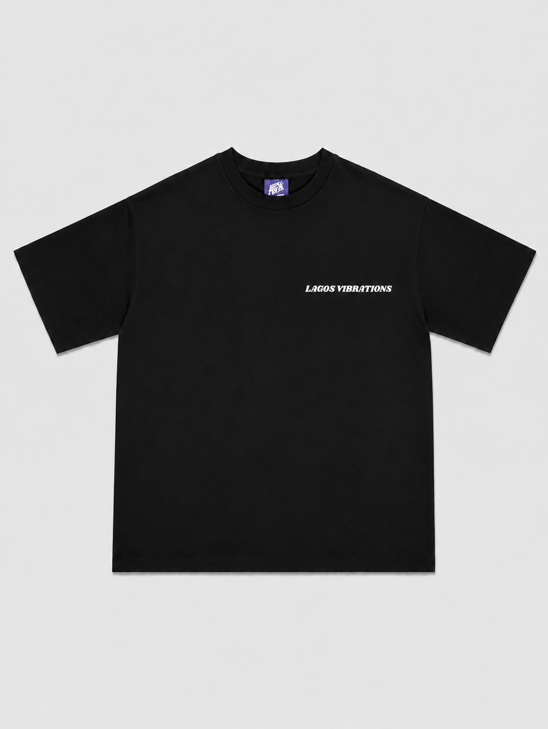 Lagos Vibrations Black T-Shirt with White Ink