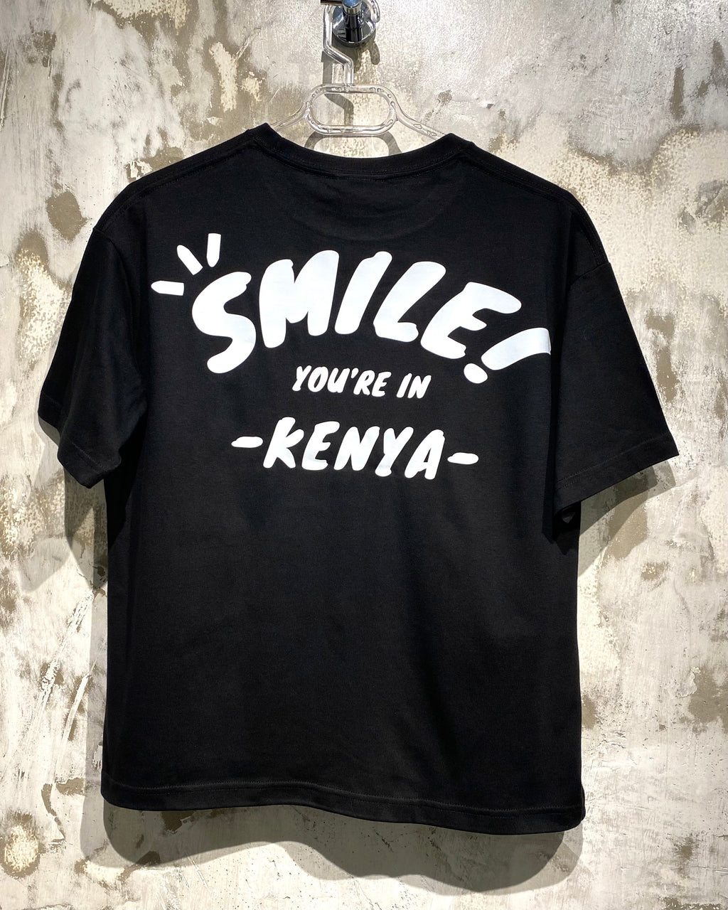 Smile Kenya Black T-Shirt with White Ink