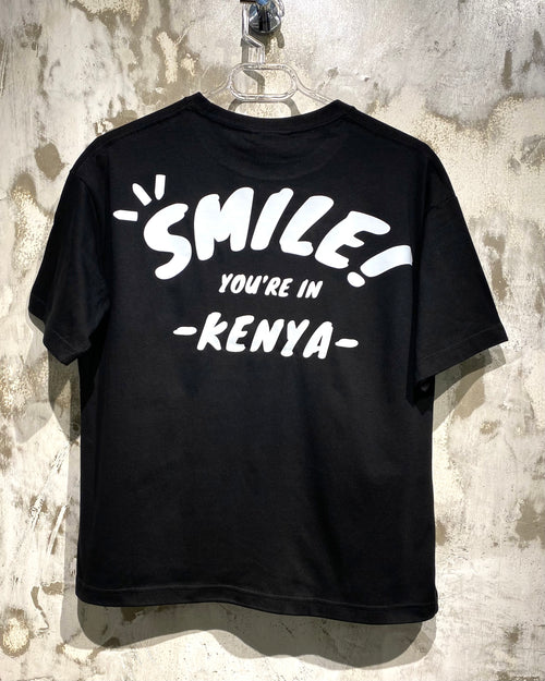 Smile Kenya Black T-Shirt with White Ink