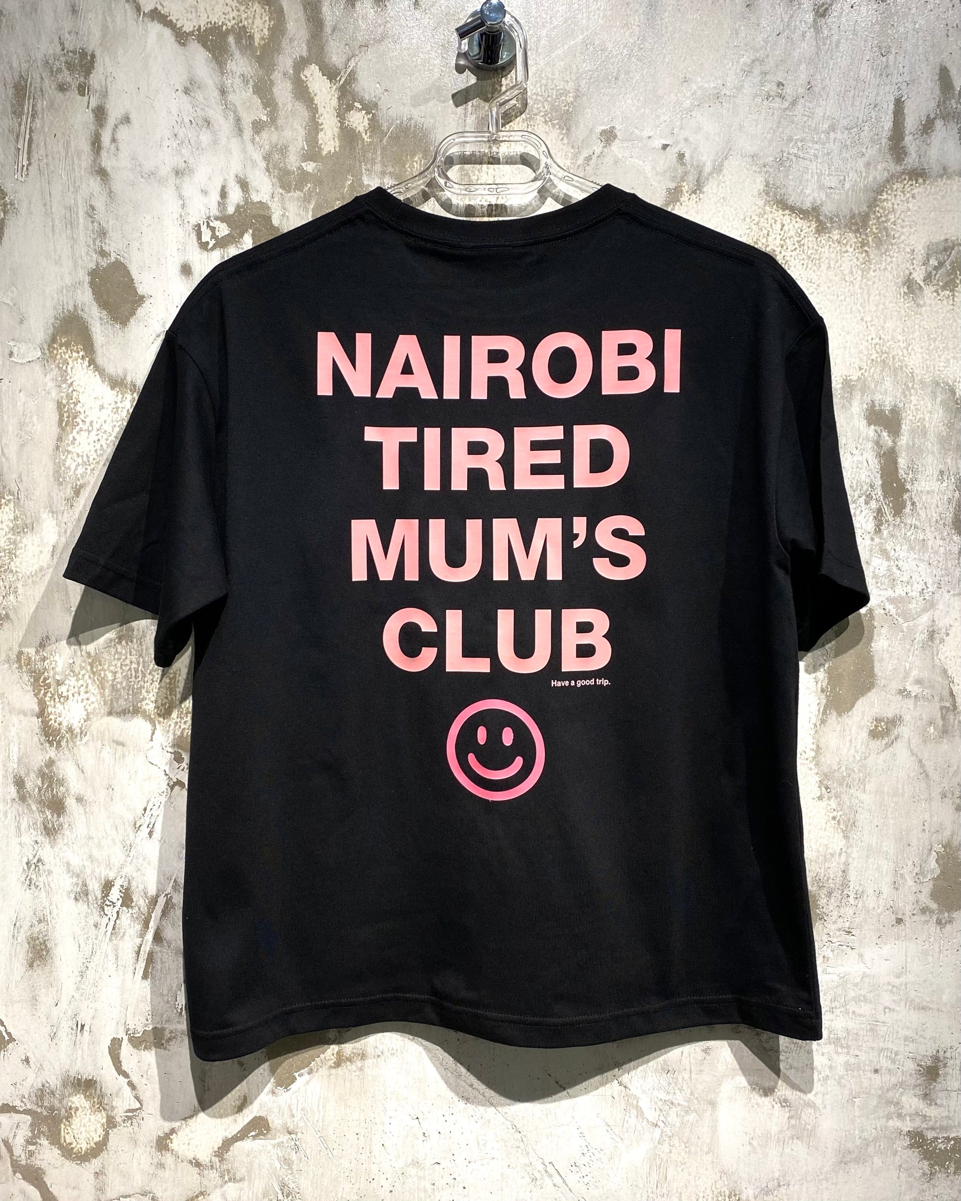 Tired Mum's Club Black T-Shirt with Pink Ink