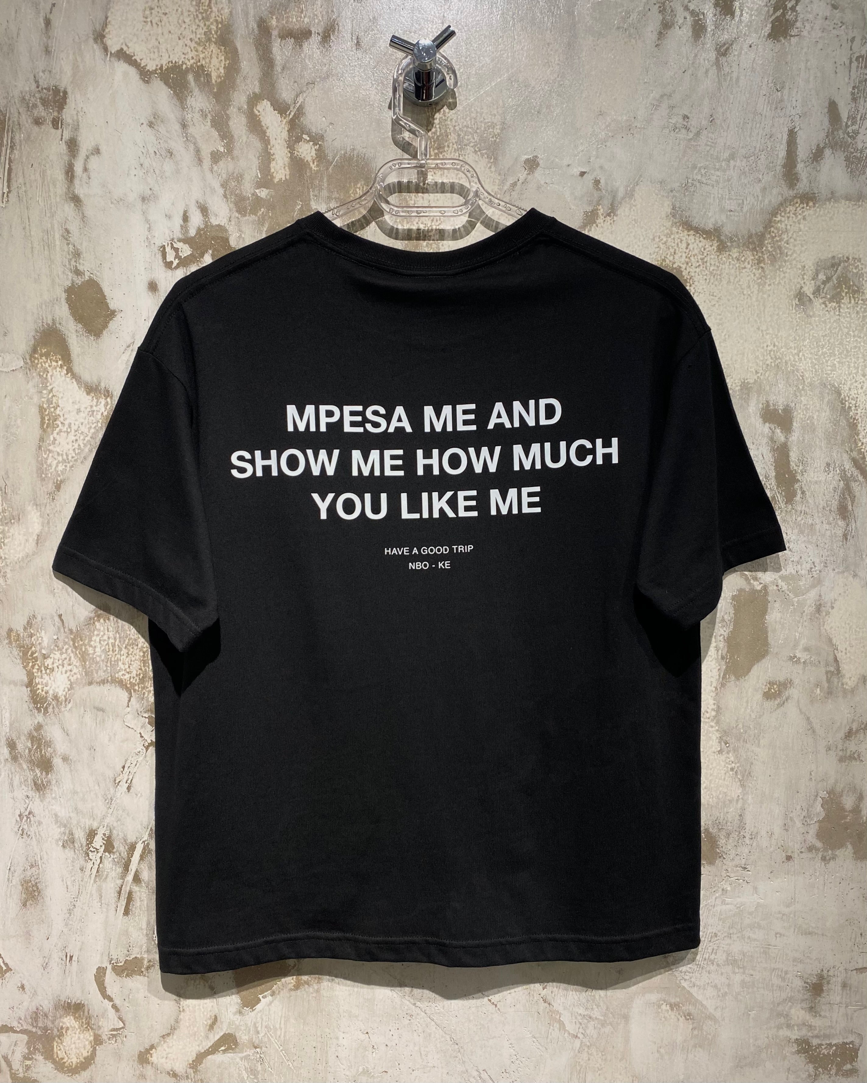 Mpesa Me Black T-Shirt with White Ink