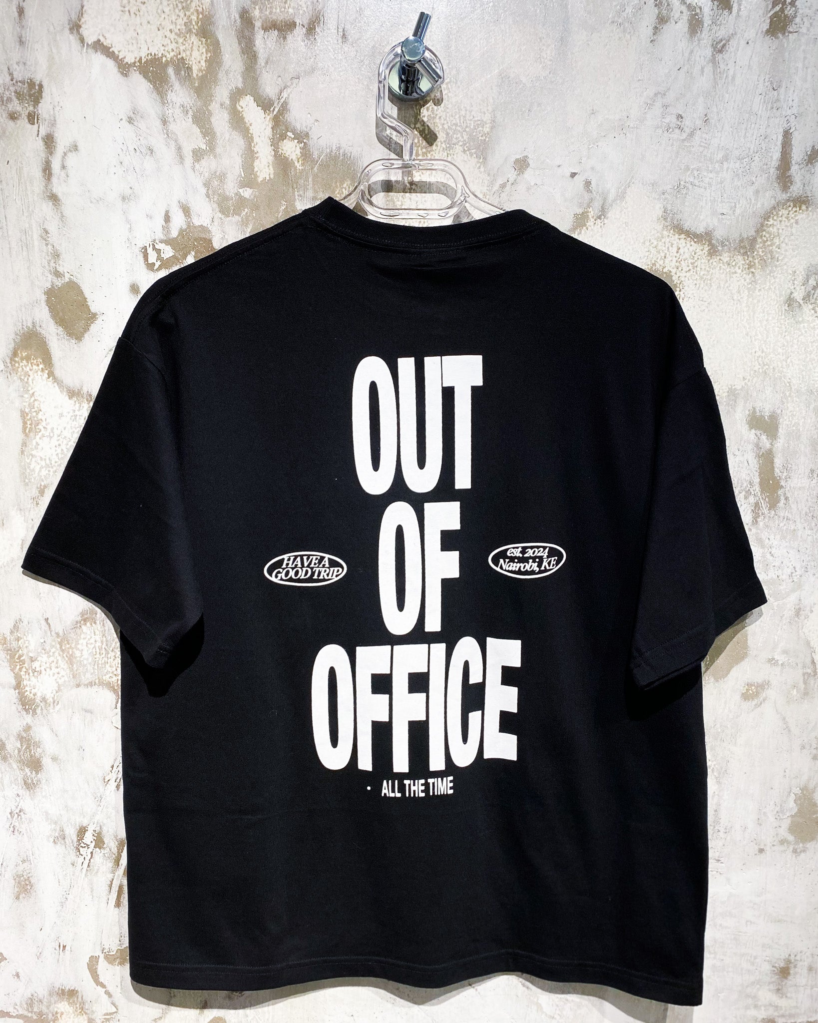 Out Of Office Black T-shirt with White Ink