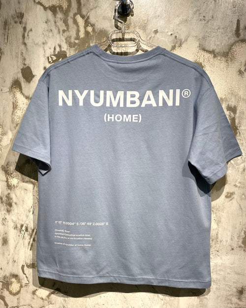 Nyumbani Blue T-Shirt with White Ink