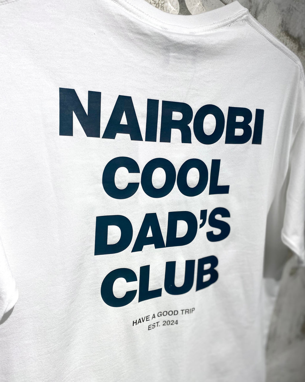 Nairobi Cool Dad's Club White T-Shirt with Grey Ink