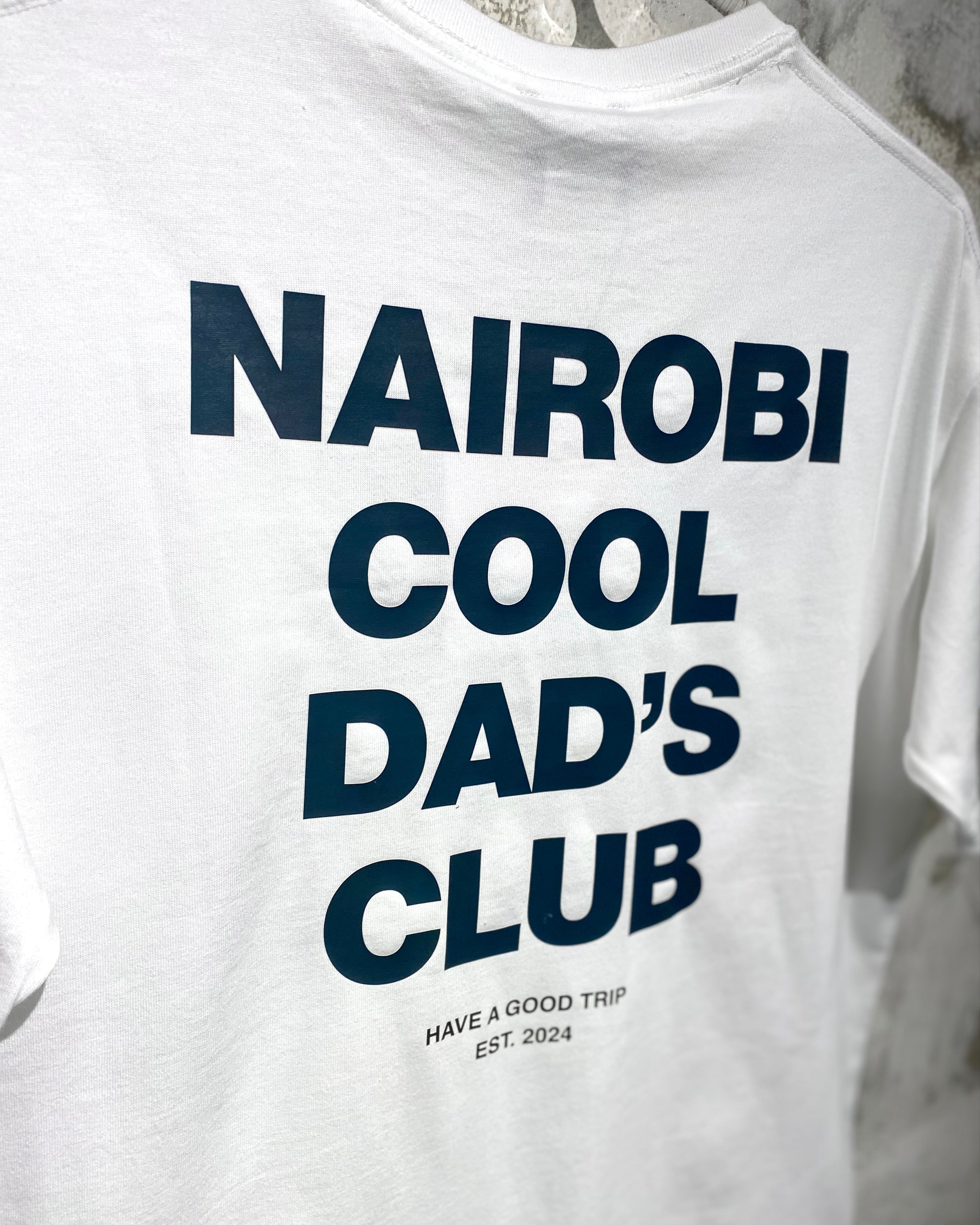 Nairobi Cool Dad's Club White T-Shirt with Grey Ink