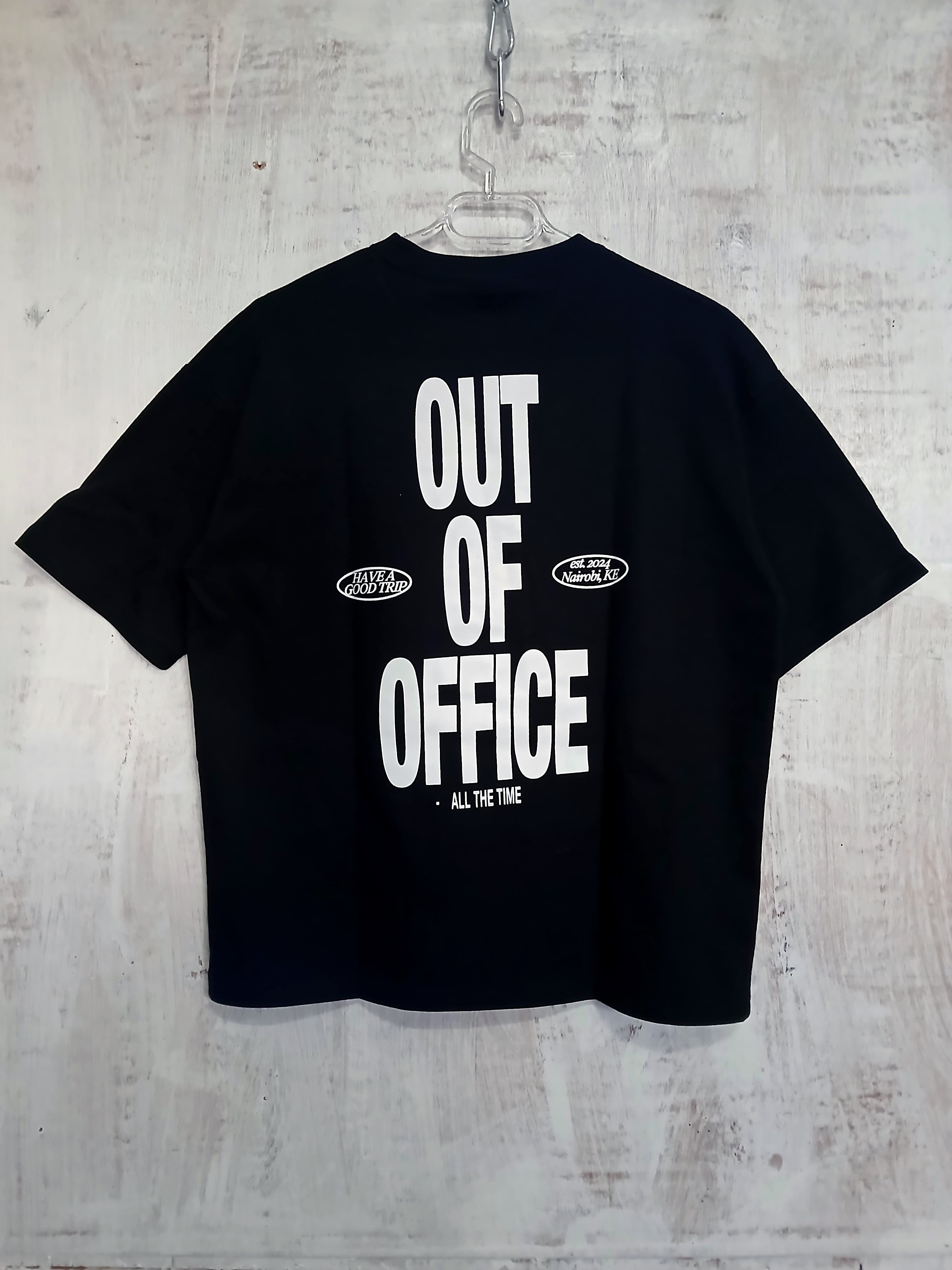 Out Of Office Black T-shirt with White Ink