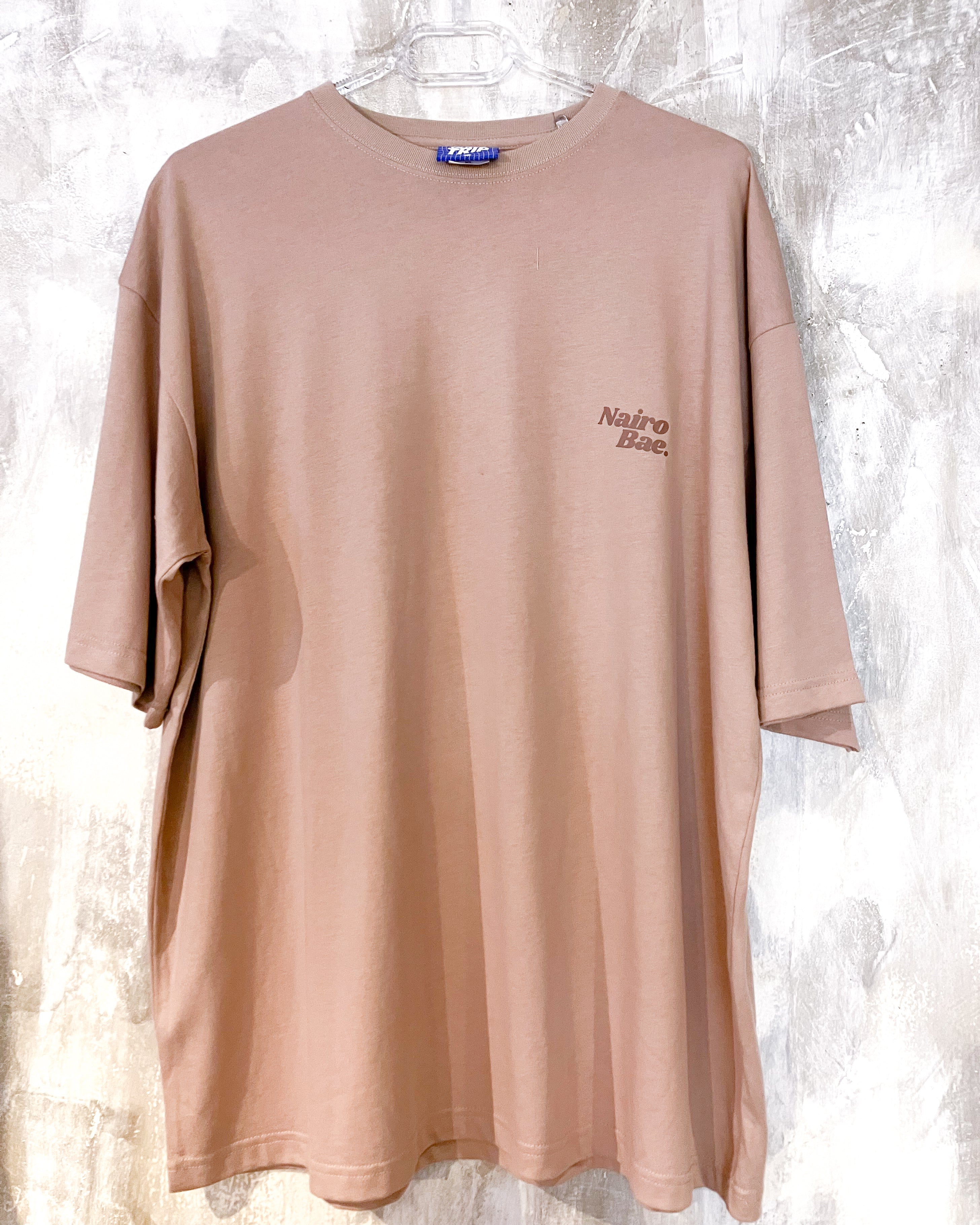 Nairobae Smokey Pink T-Shirt Front & Back In Brown Ink