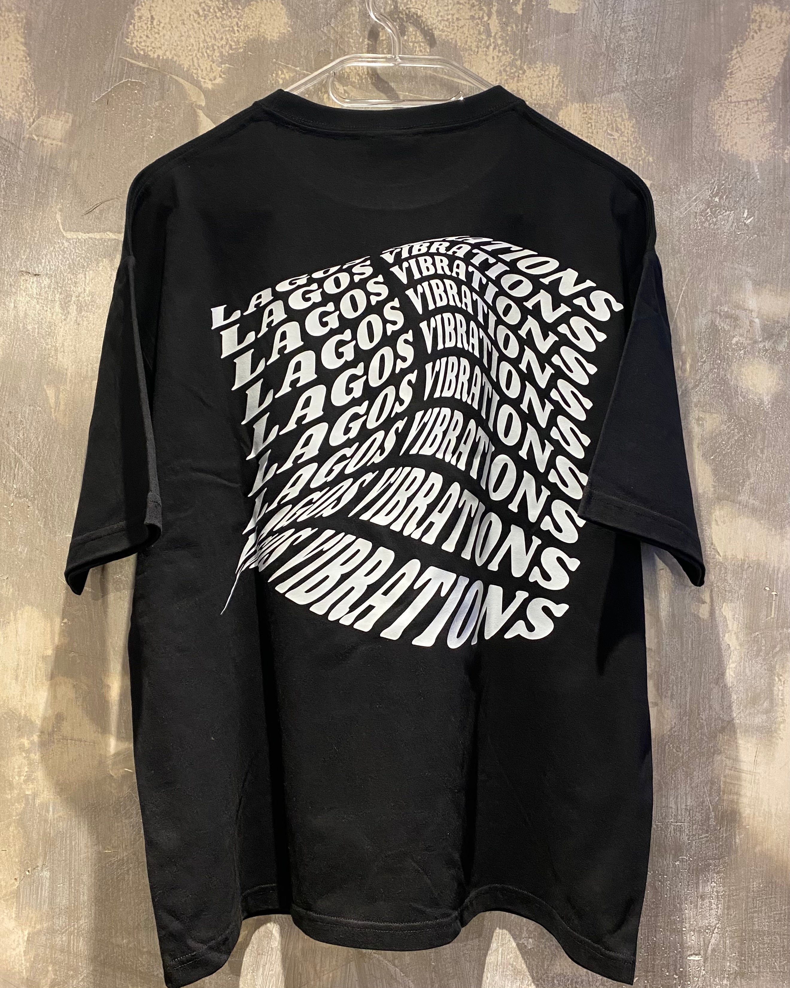 Lagos Vibrations Black T-Shirt with White Ink