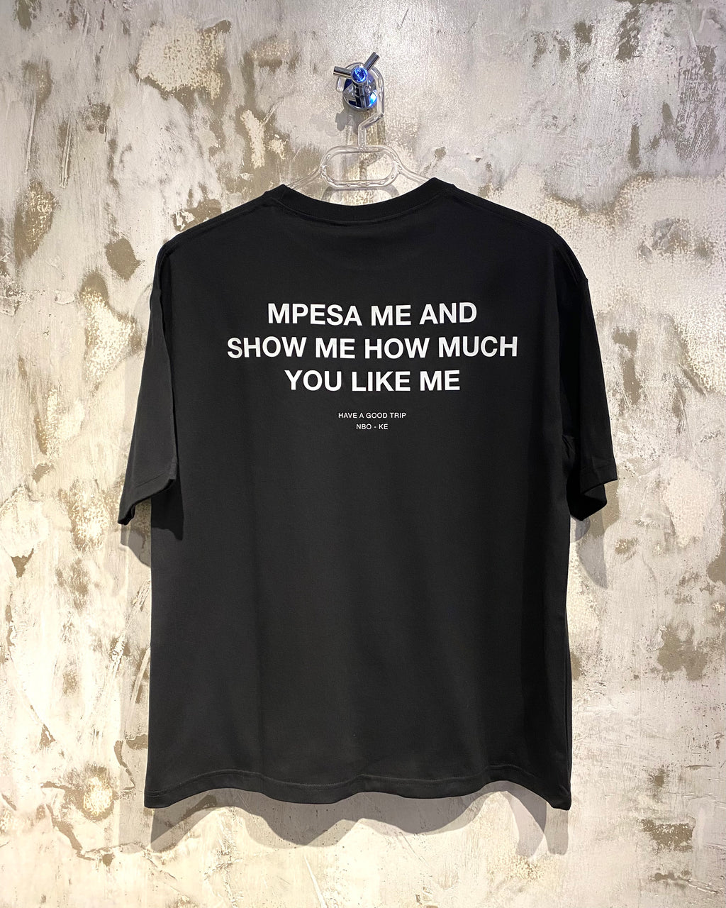 Mpesa Me Black T-Shirt with White Ink