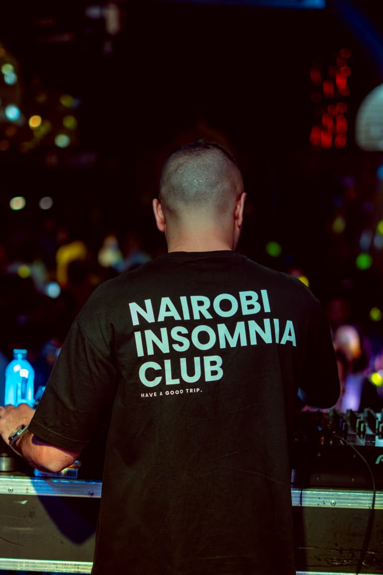 Nairobi Insomnia Club Black T-Shirt with White Ink