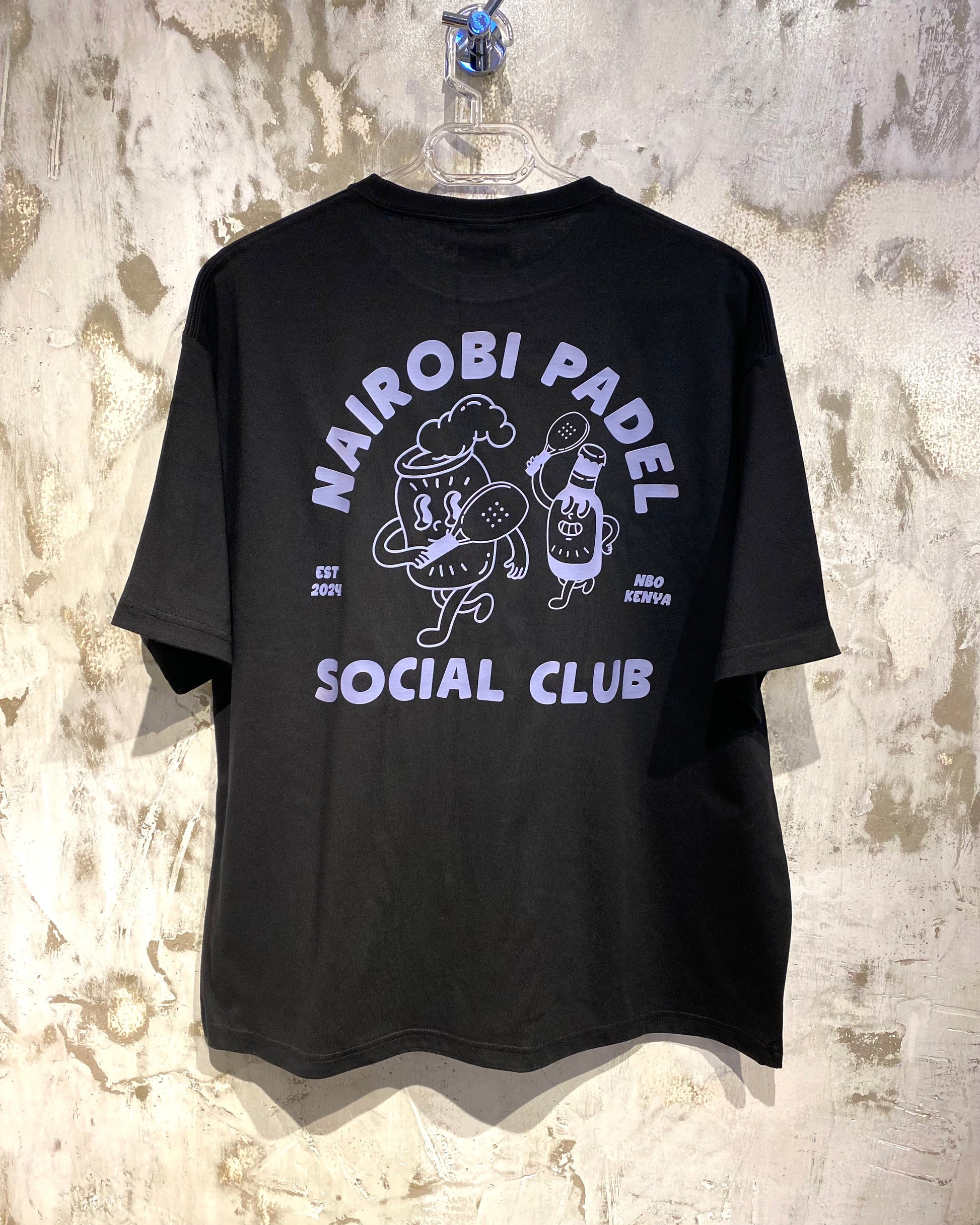 Padel Social Club Black T-Shirt with Purple Ink