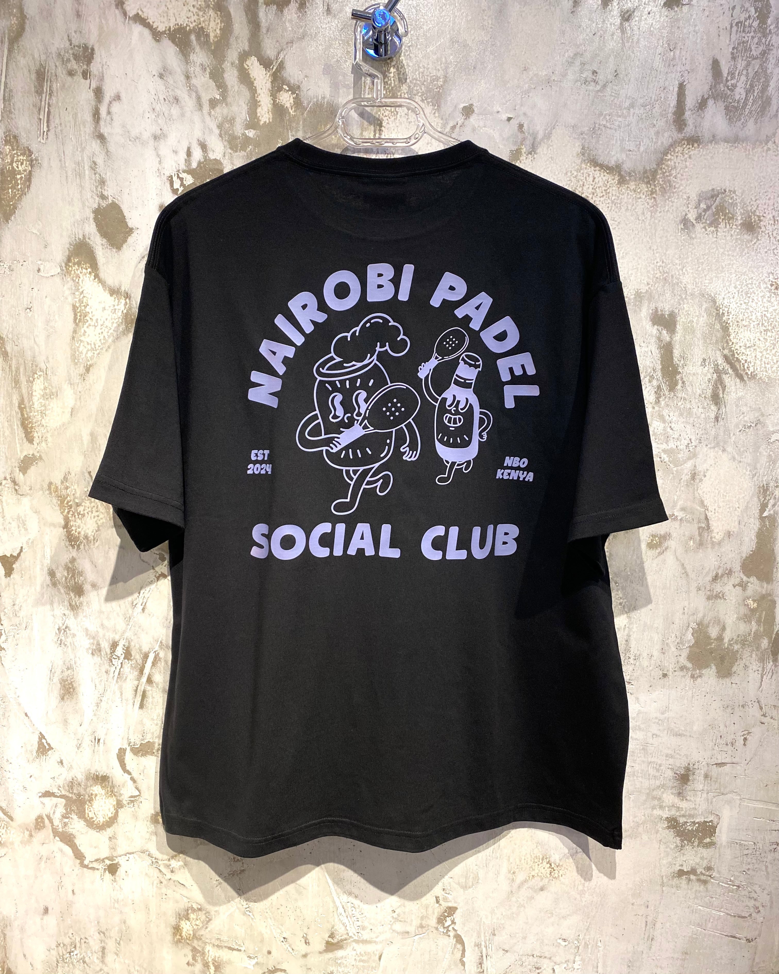 Nairobi Padel Social Club Black T-Shirt with Purple Ink