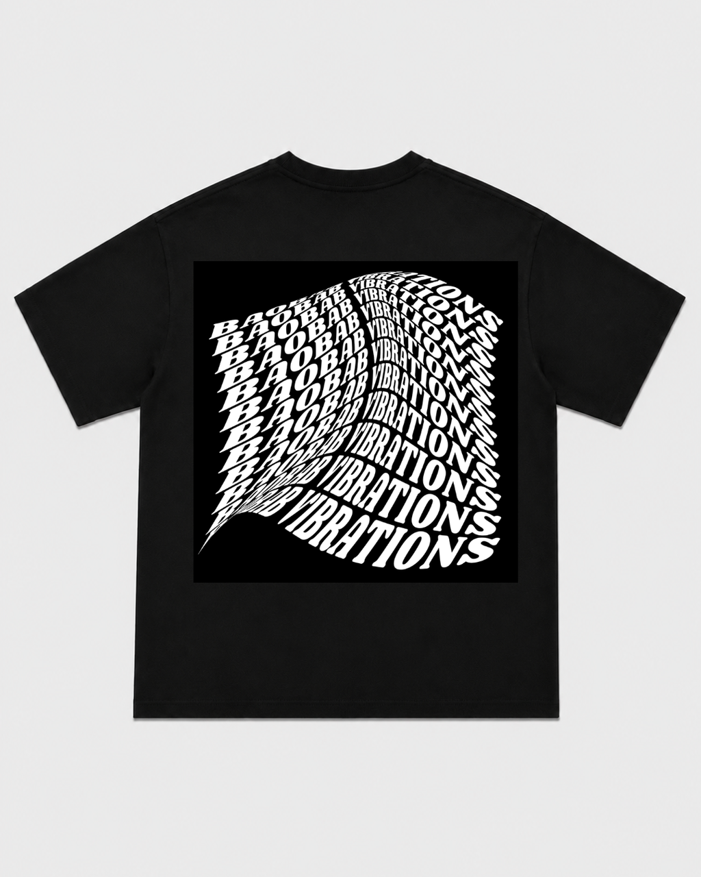 Baobab Vibrations Black T-Shirt with White Ink