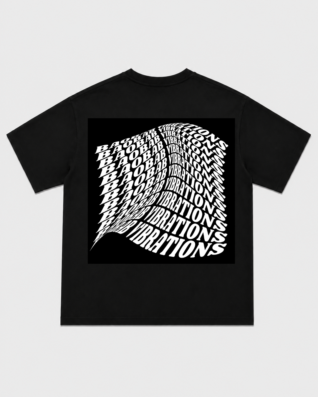 Baobab Vibrations Black T-Shirt with White Ink