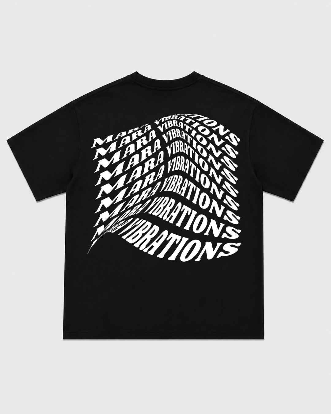 Mara Vibrations Black T-Shirt with White Ink