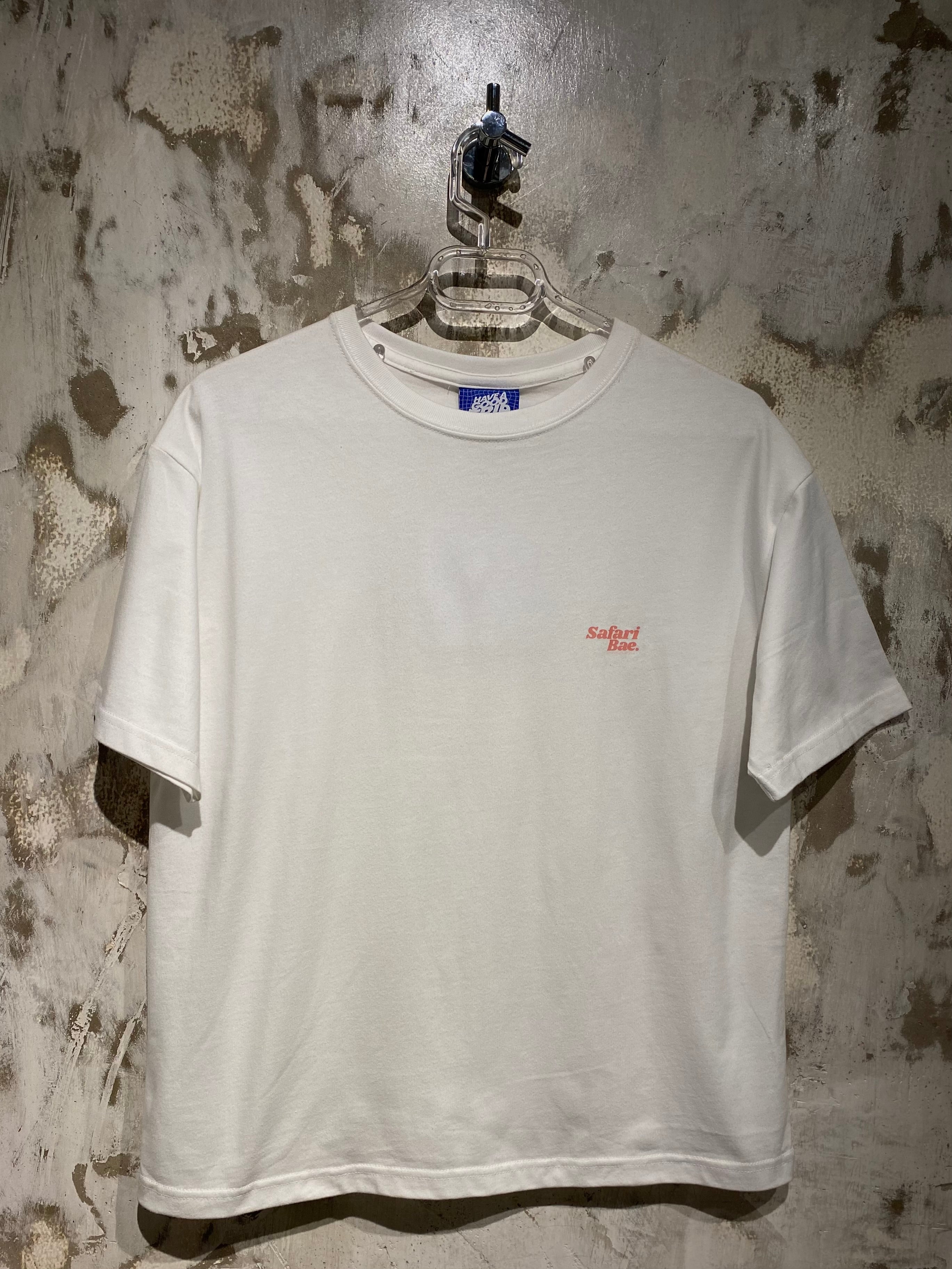 Safari Bae White T-Shirt with Peach Ink