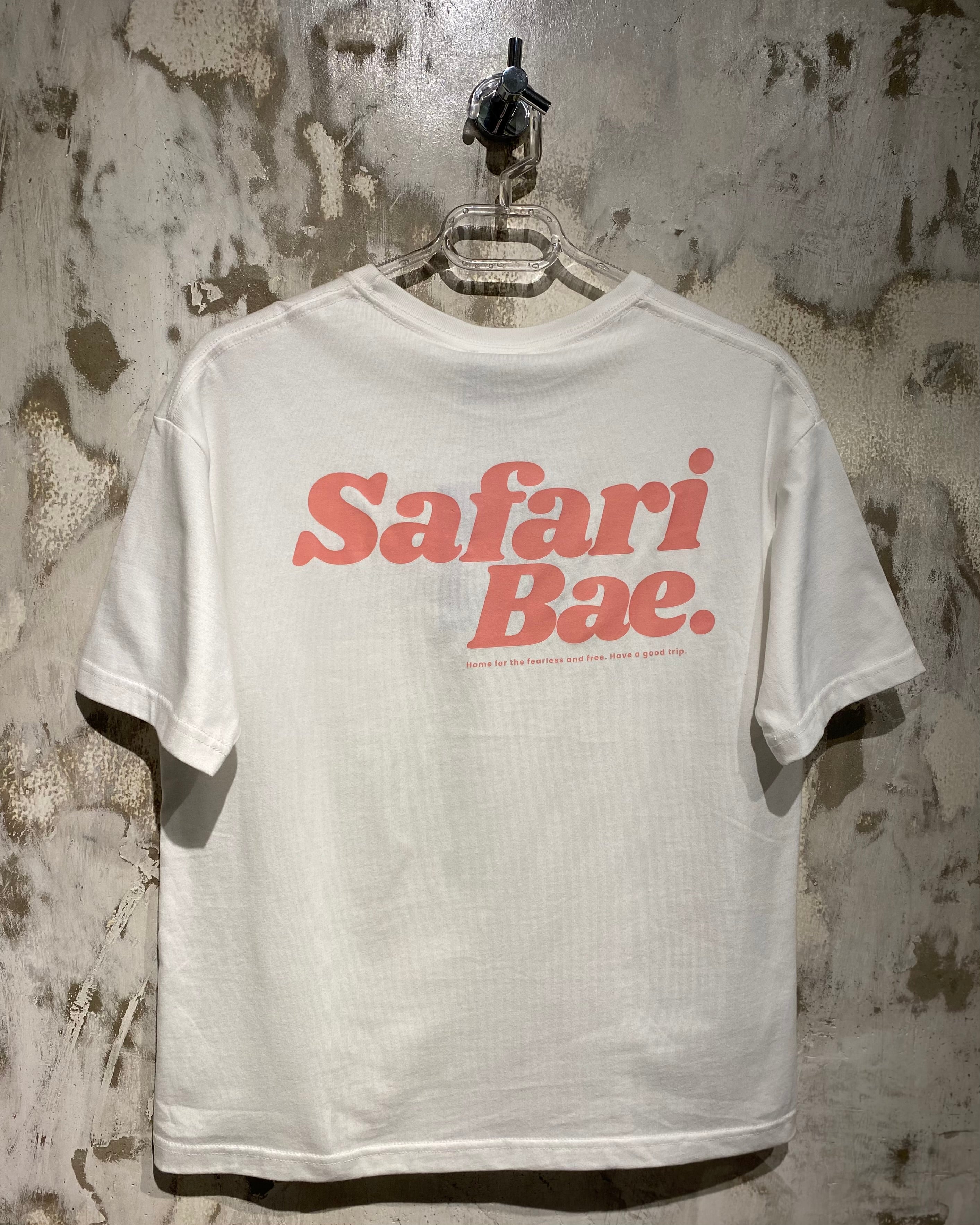 Safari Bae White T-Shirt with Peach Ink