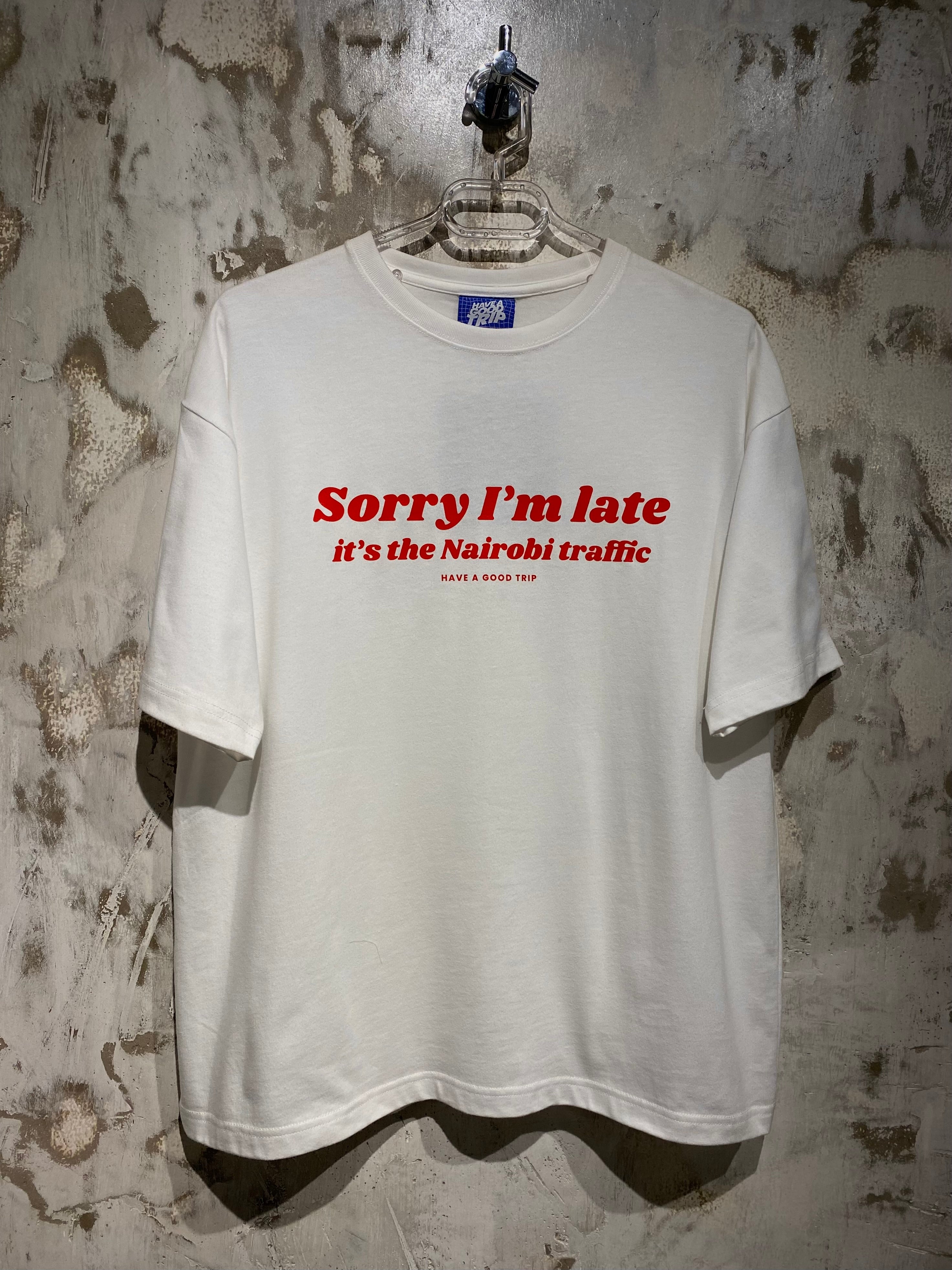 Nairobi Traffic White T-Shirt with Red Ink