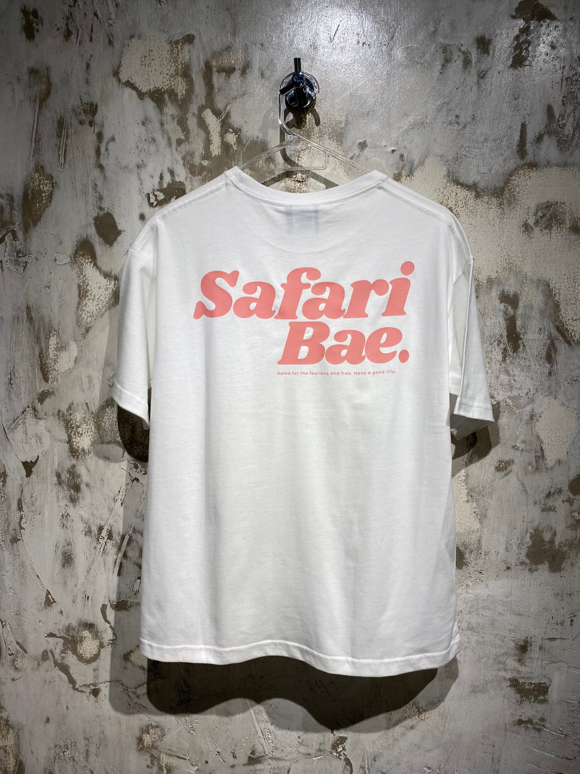Safari Bae White T-Shirt with Peach Ink