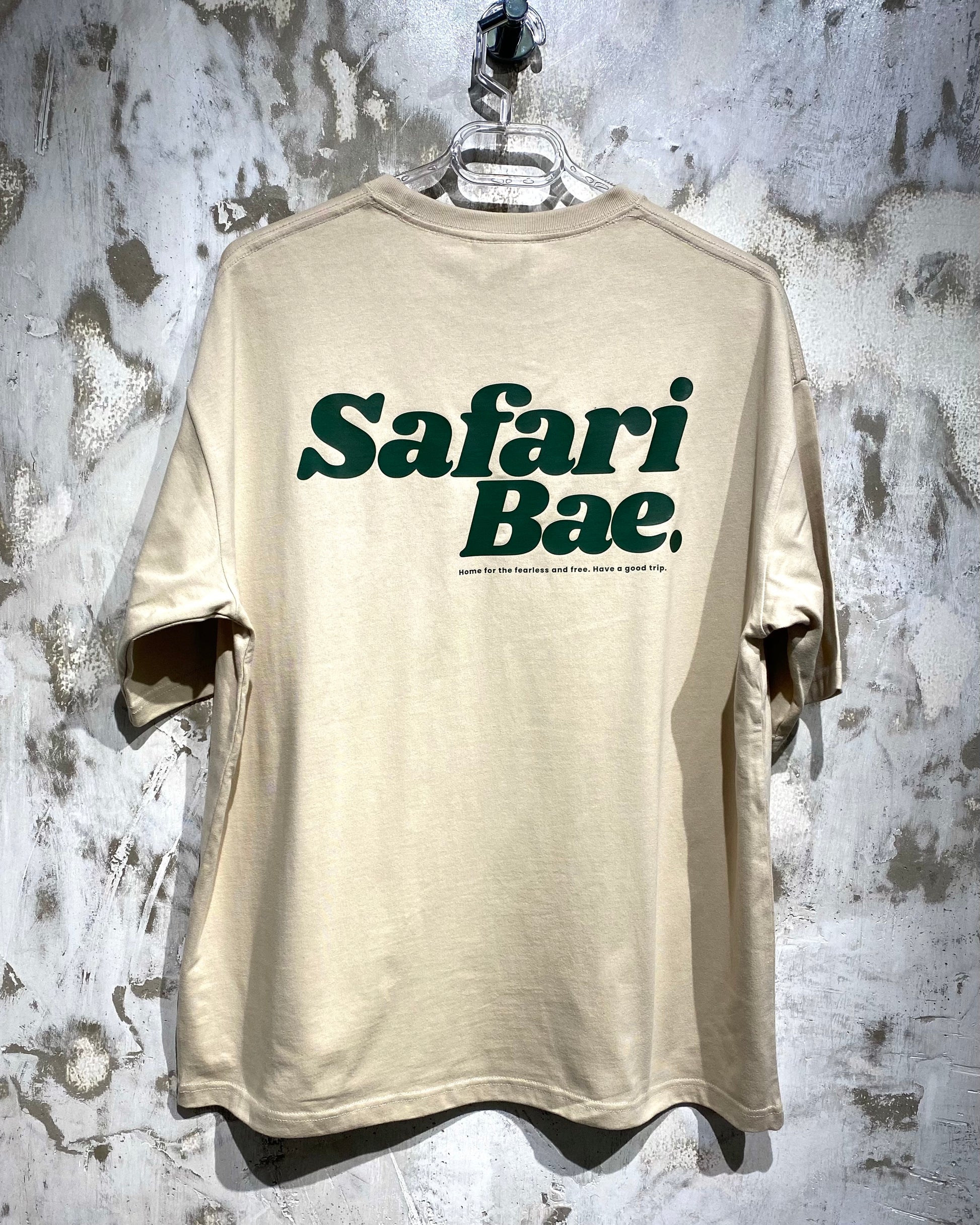 Safari Bae Beige T-Shirt with Green Ink