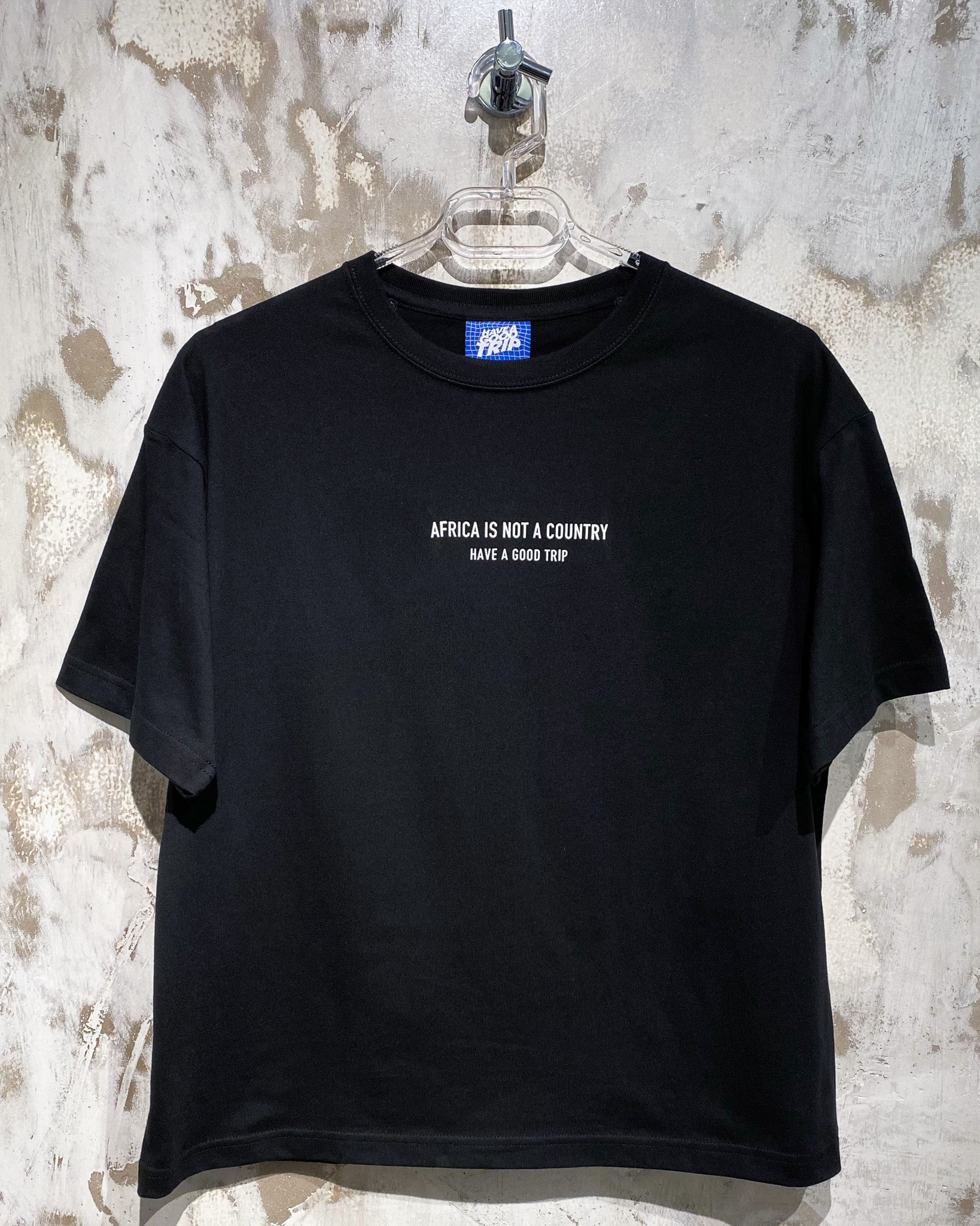 Africa Is Not A Country Black T-Shirt with White Ink Front