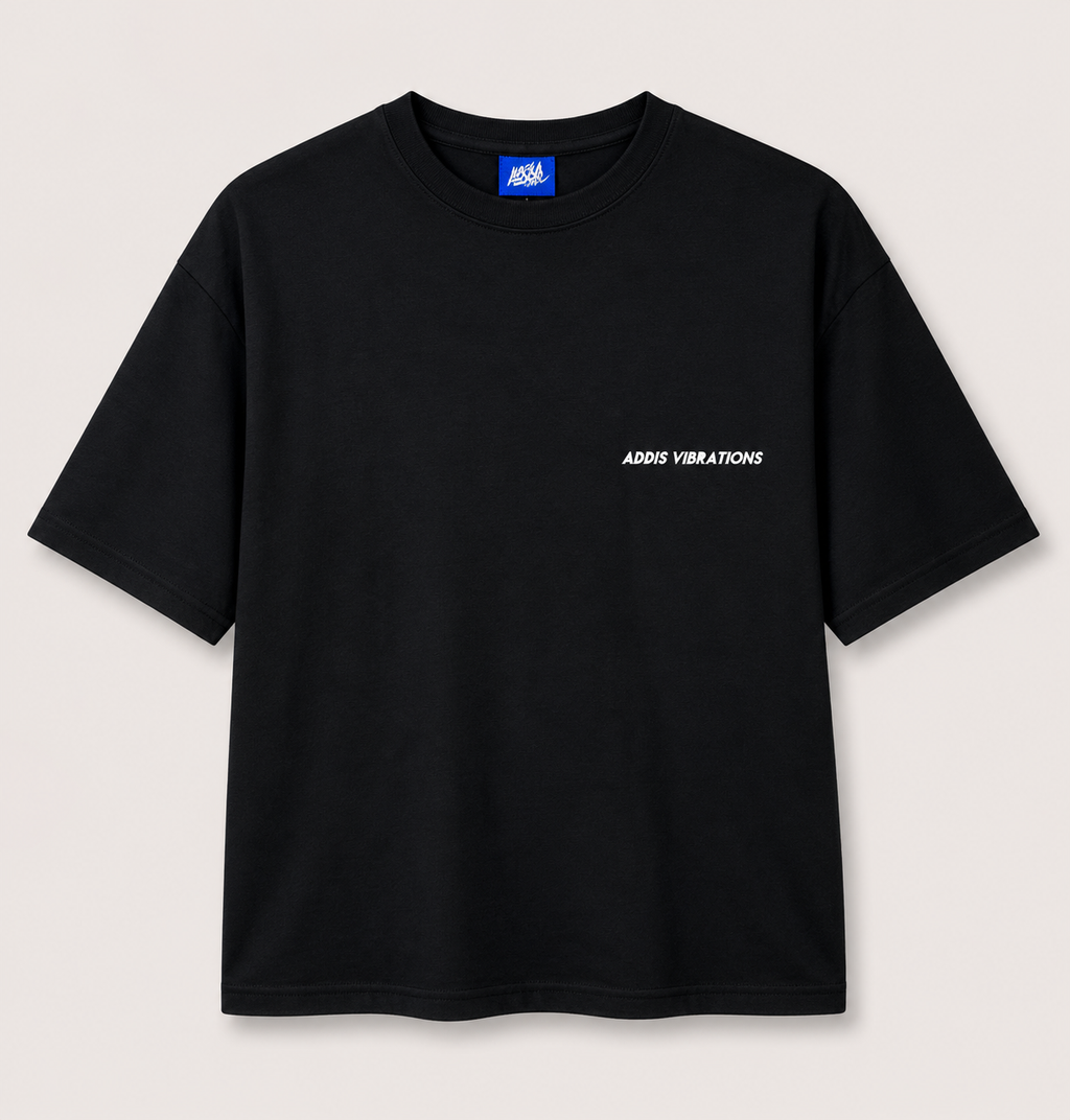Addis Vibrations Black T-Shirt with White Ink