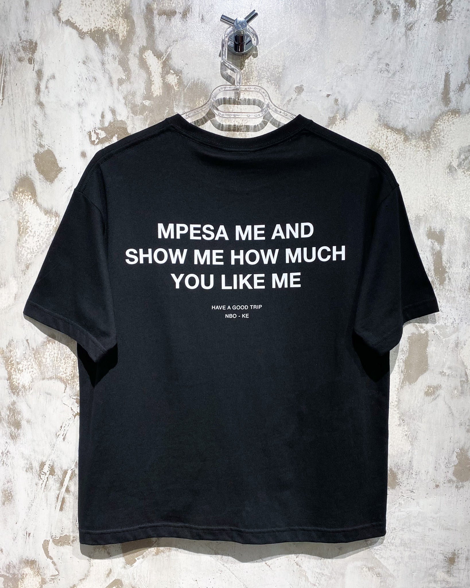Mpesa Me Black T-Shirt with White Ink