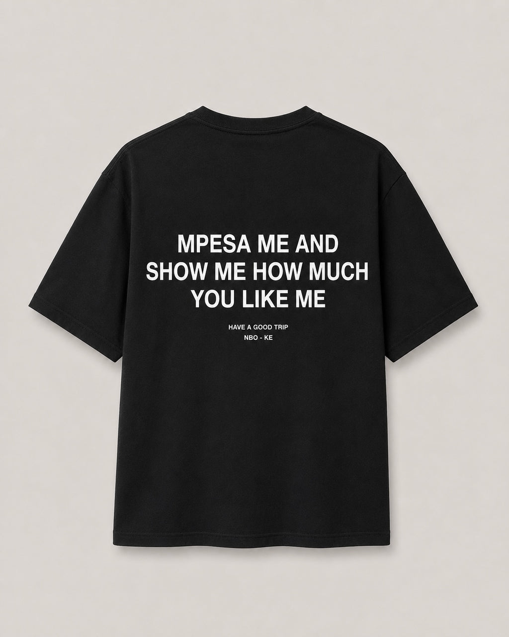 Mpesa Me Black T-Shirt with White Ink