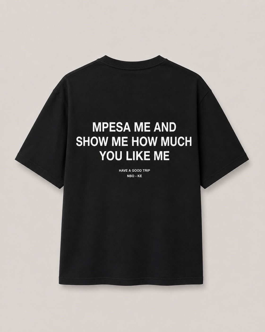 Mpesa Me Black T-Shirt with White Ink