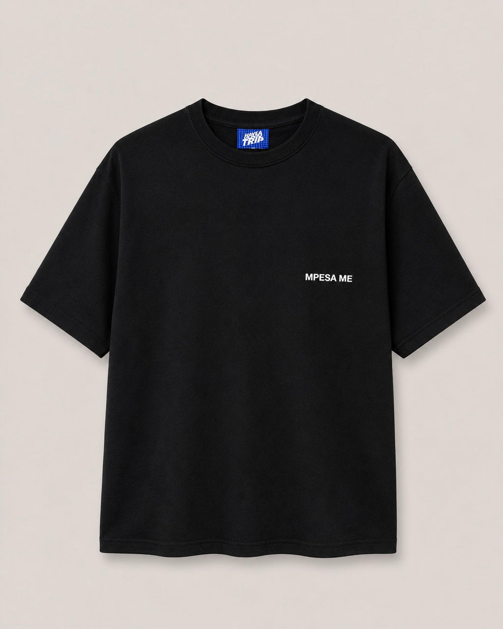 Mpesa Me Black T-Shirt with White Ink