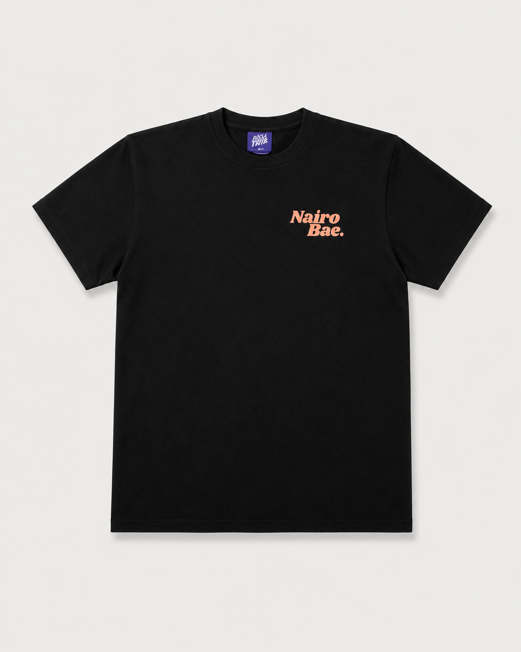 Nairobae Black T-Shirt with Peach Ink