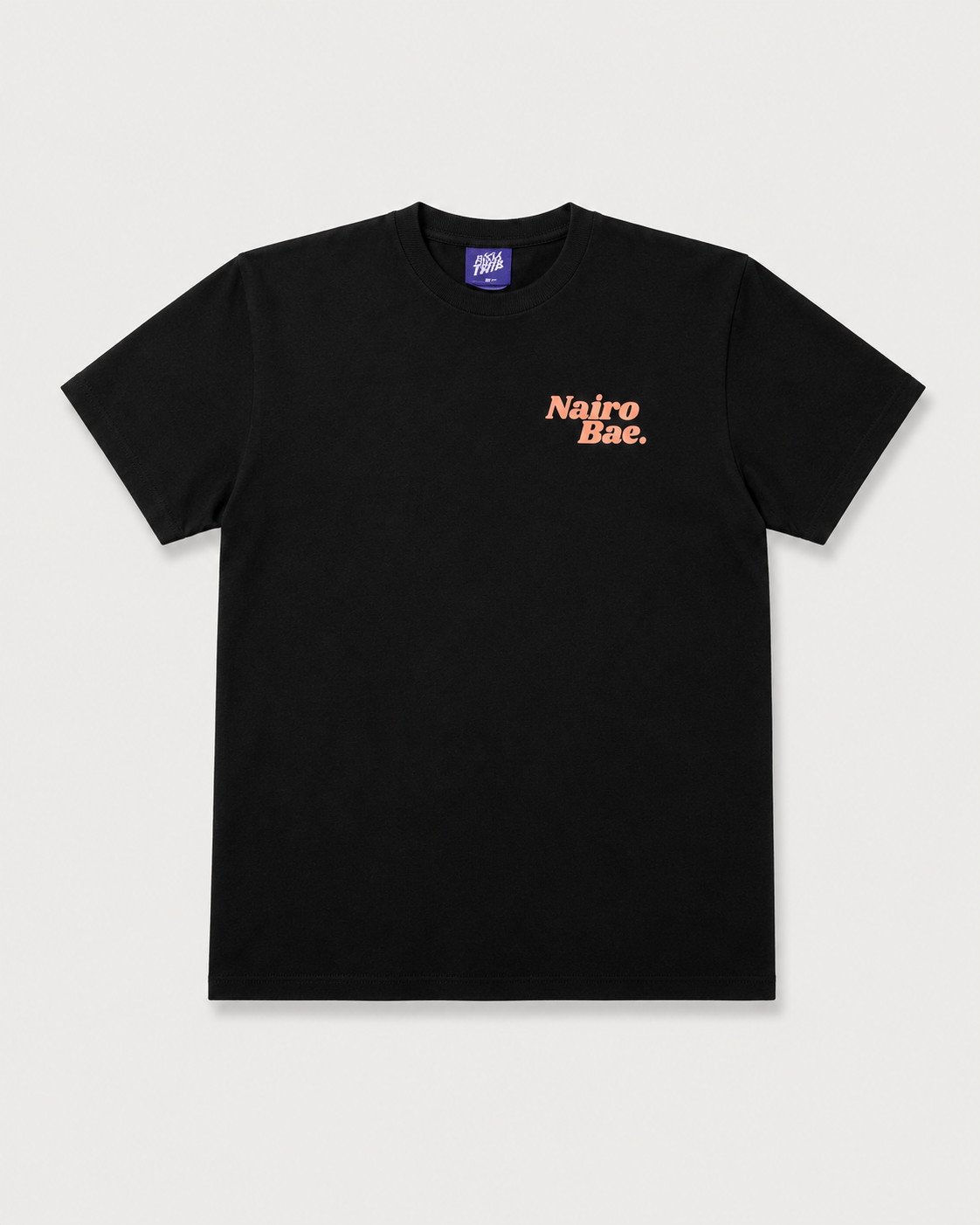 Nairobae Black T-Shirt with Peach Ink