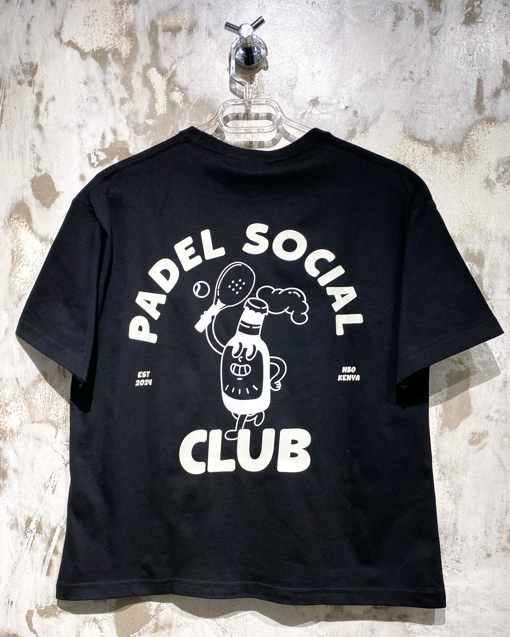 Padel Social Club Black T-Shirt with White Ink