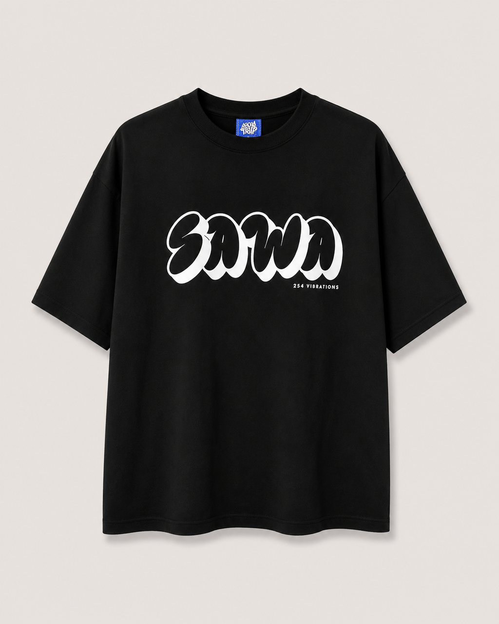 Sawa Black T-Shirt with White Ink