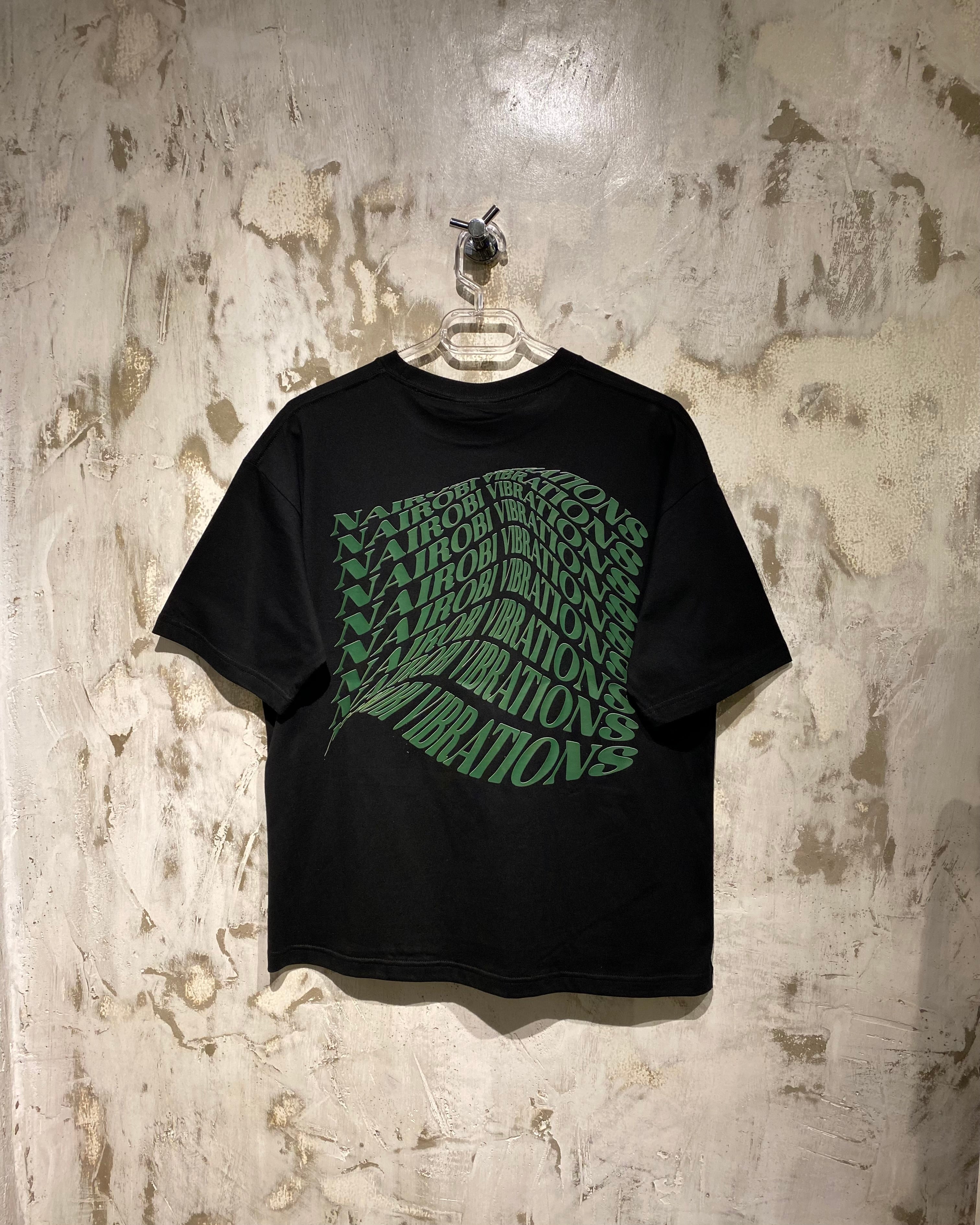 Nairobi Vibrations Black T-Shirt with Green Ink