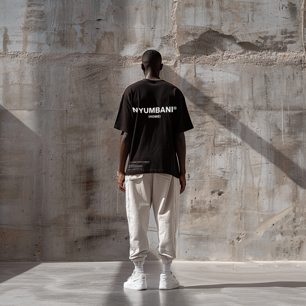 Nyumbani Black T-Shirt with White Ink
