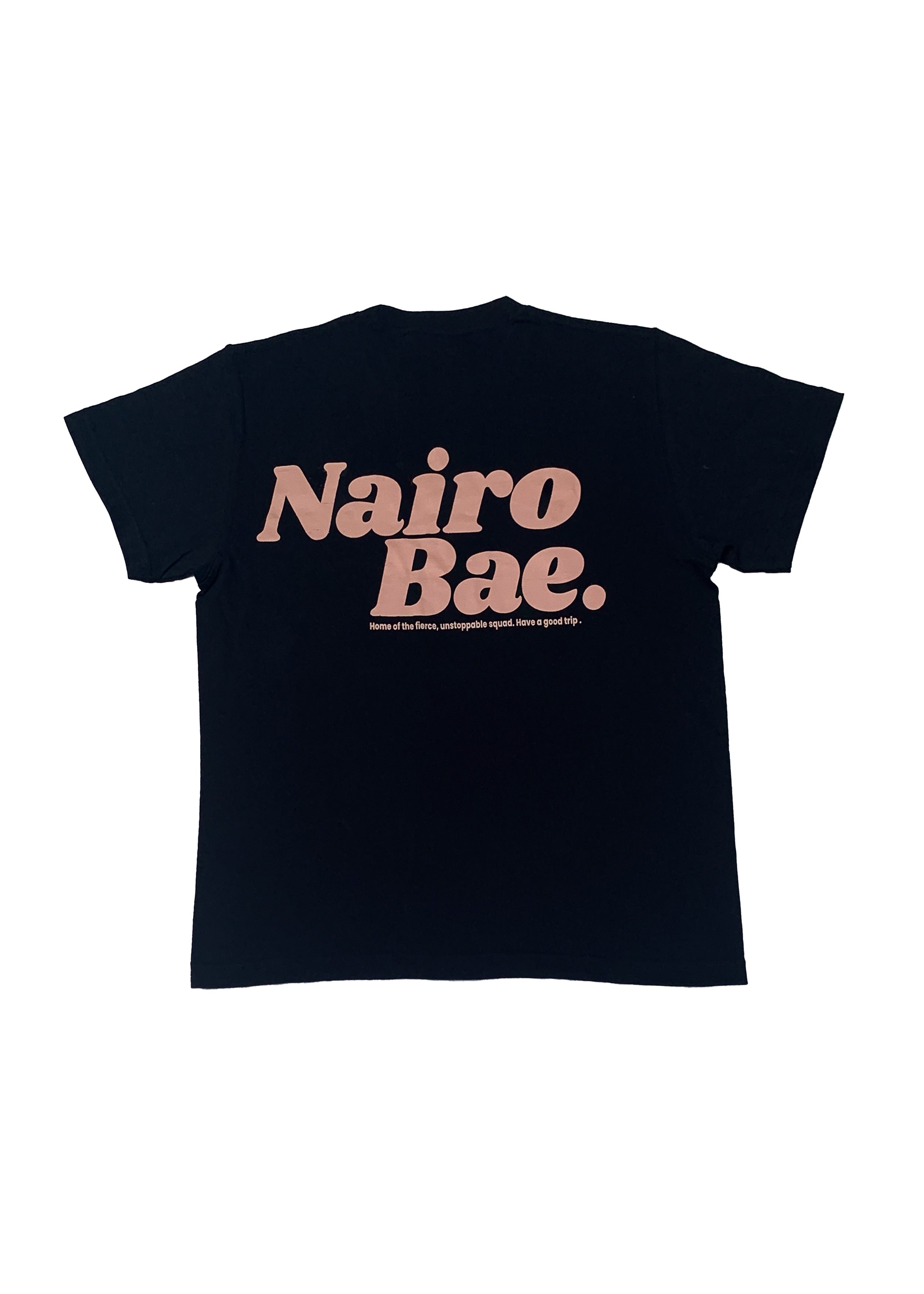 Nairobae Black T-Shirt with Peach Ink