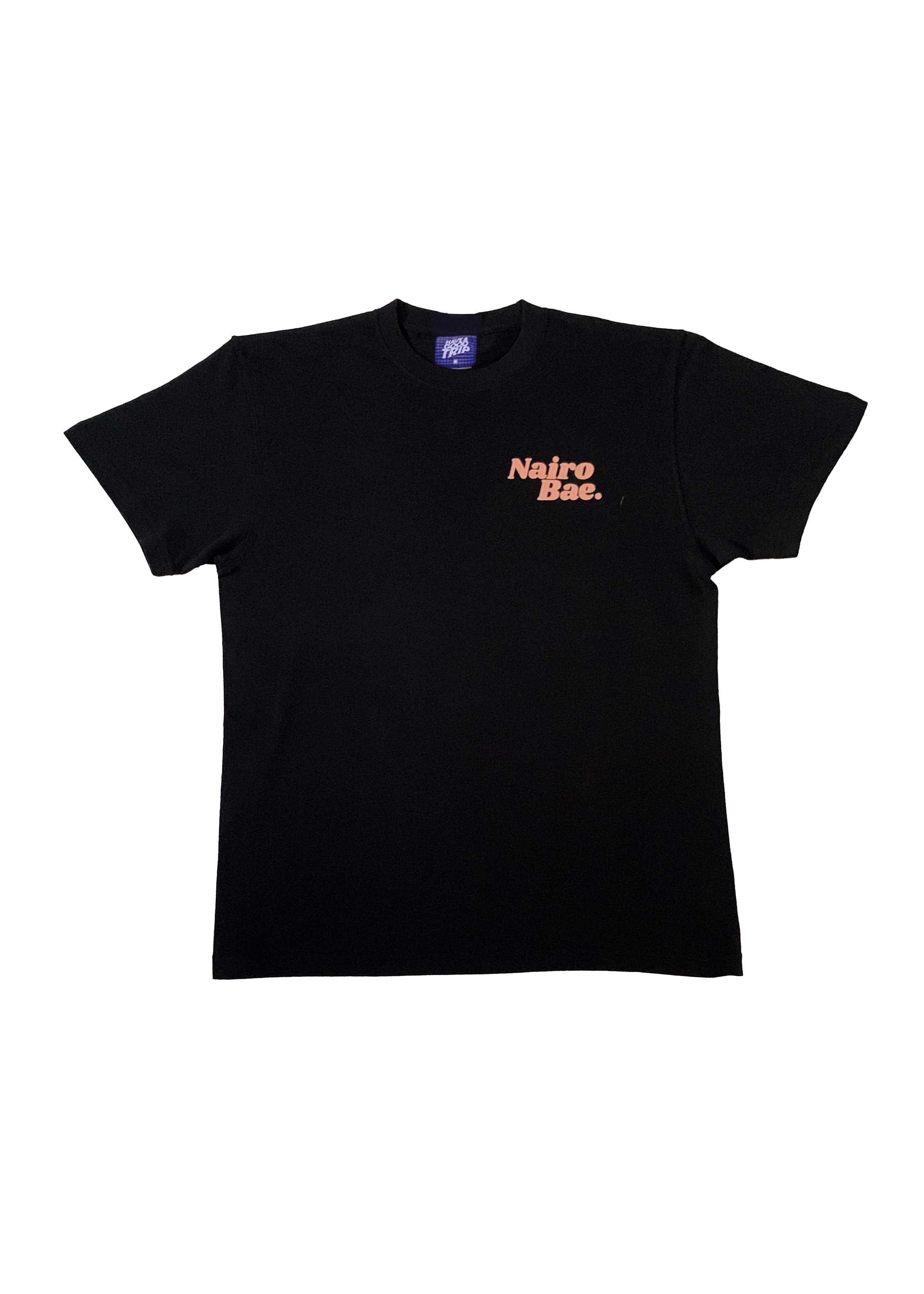 Nairobae Black T-Shirt with Peach Ink