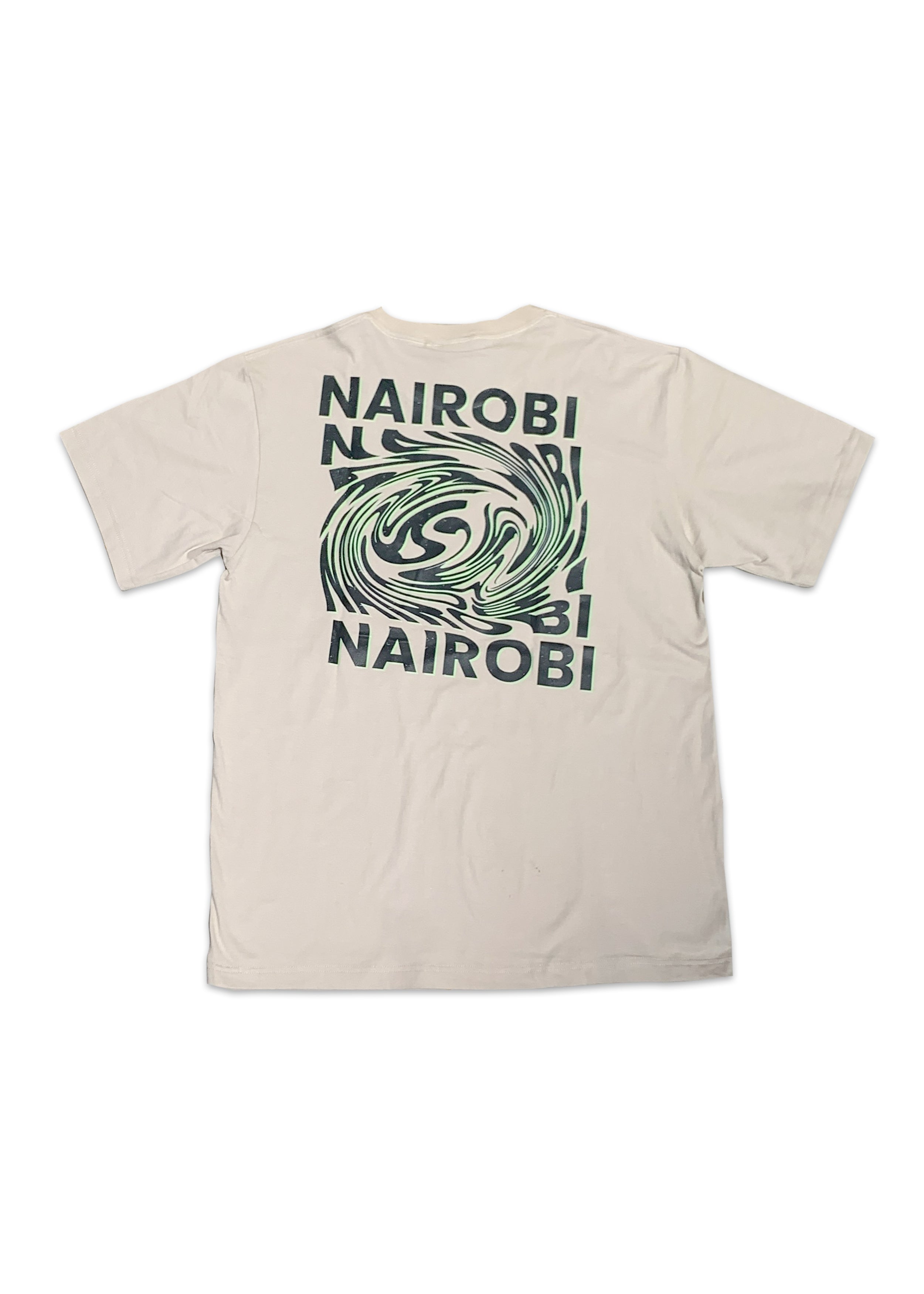 Nairobi Swirl Beige T-Shirt With Green Ink