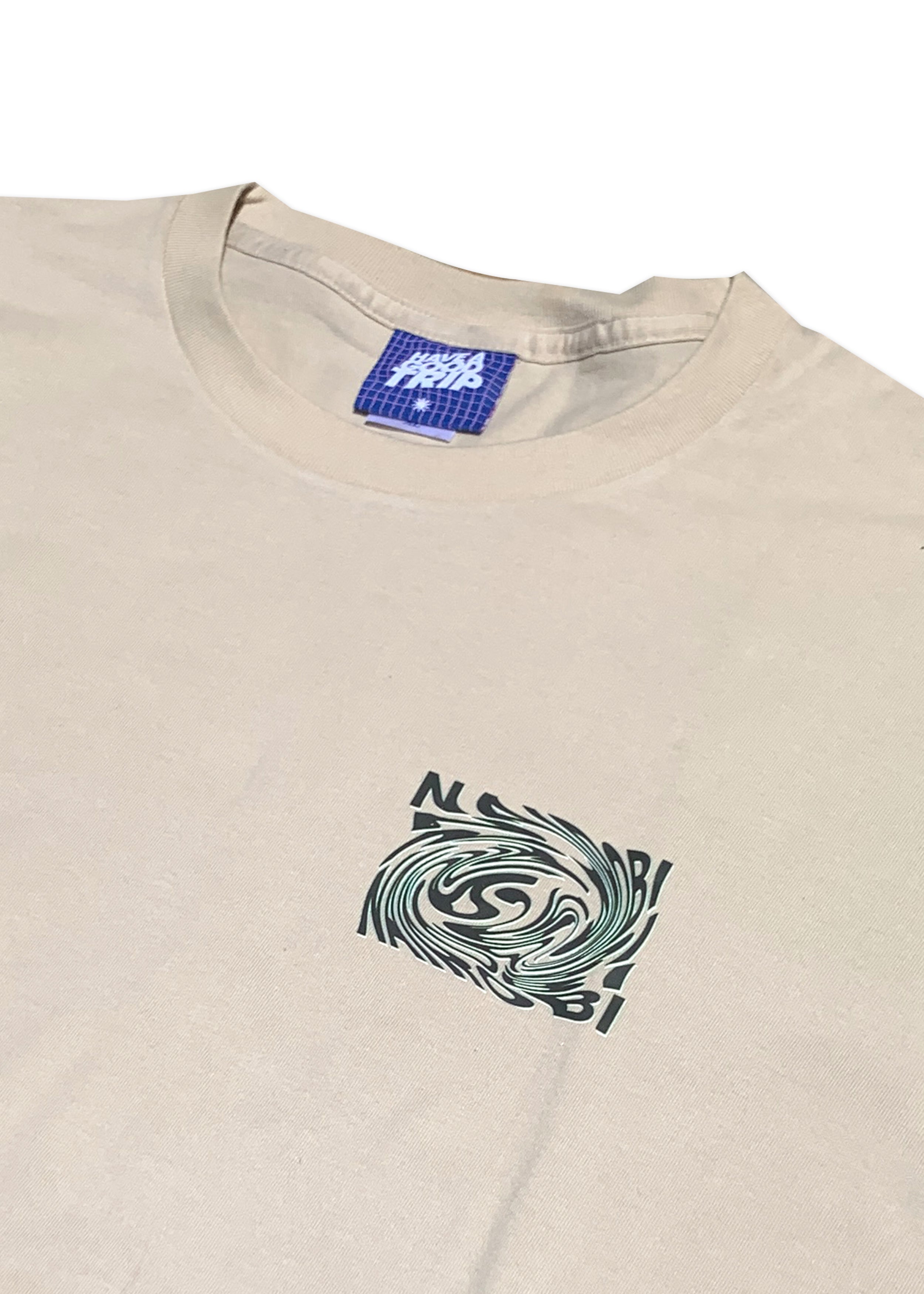 Nairobi Swirl Beige T-Shirt With Green Ink