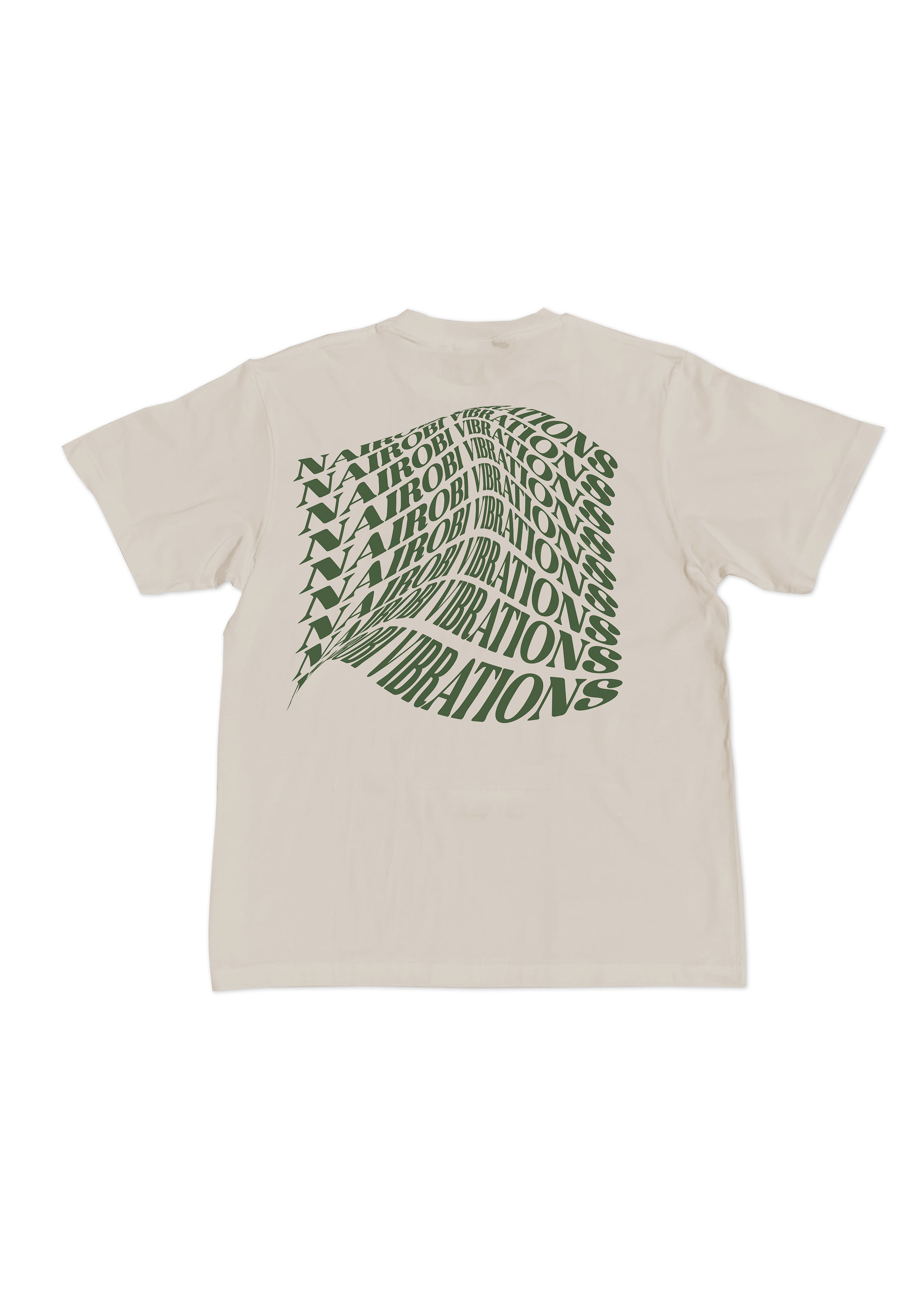 Nairobi Vibrations Beige T-Shirt With Green Ink