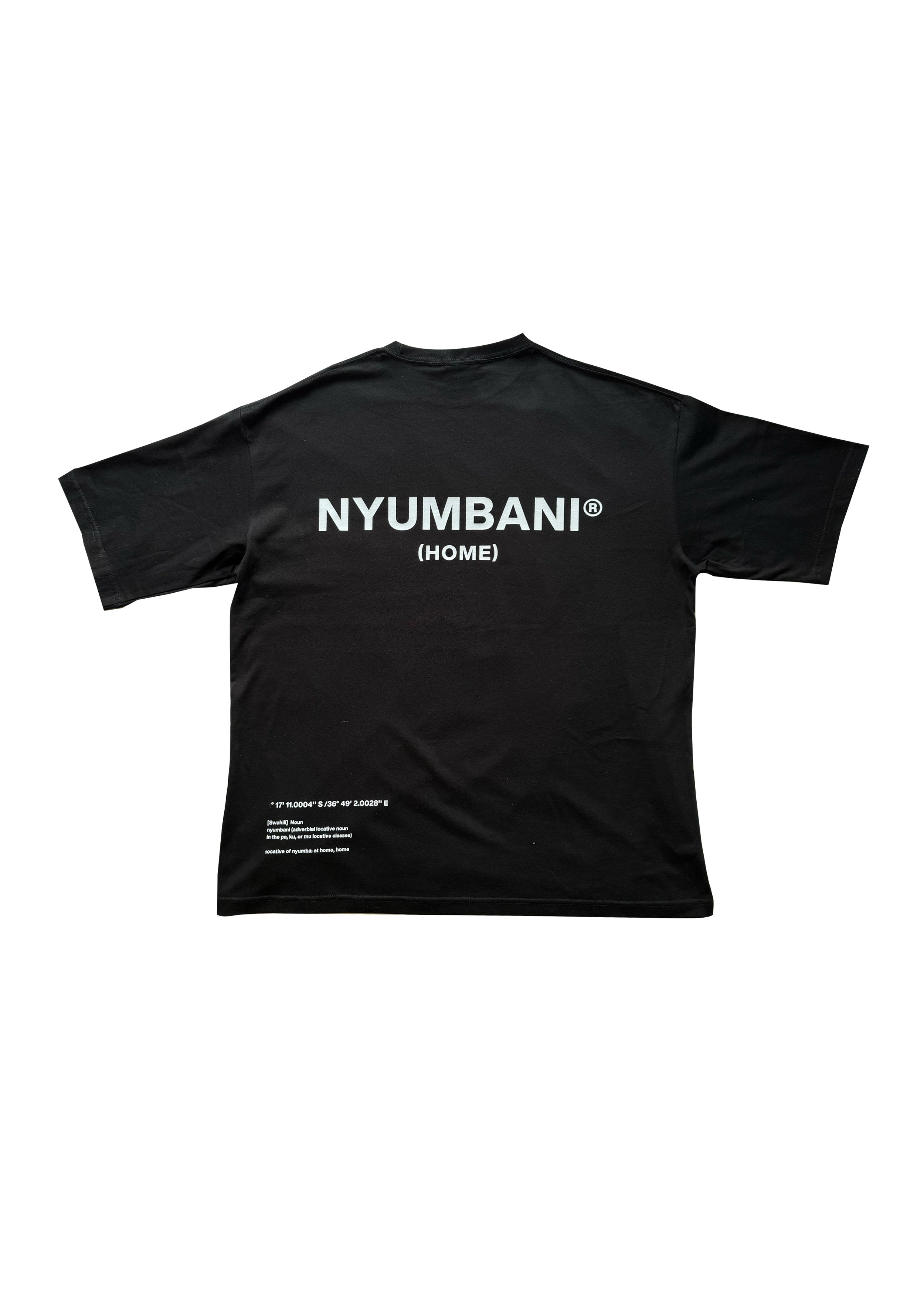 Nyumbani Black T-Shirt with White Ink
