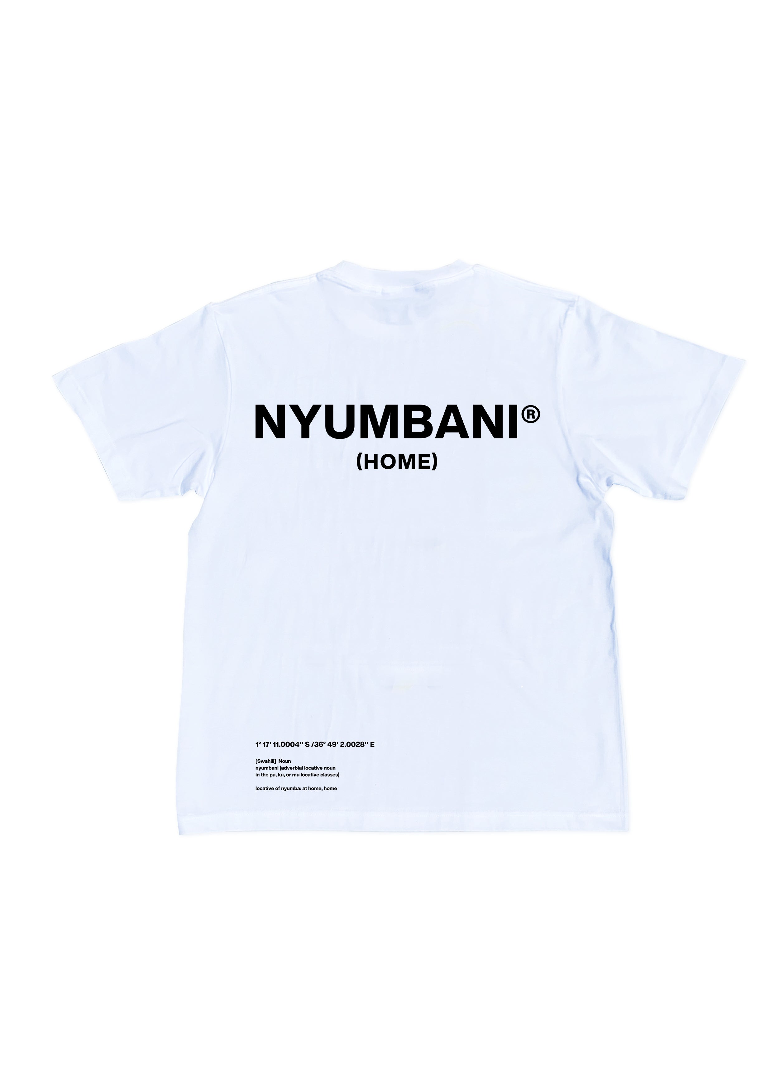 NYUMBANI White T-Shirt with Black Ink